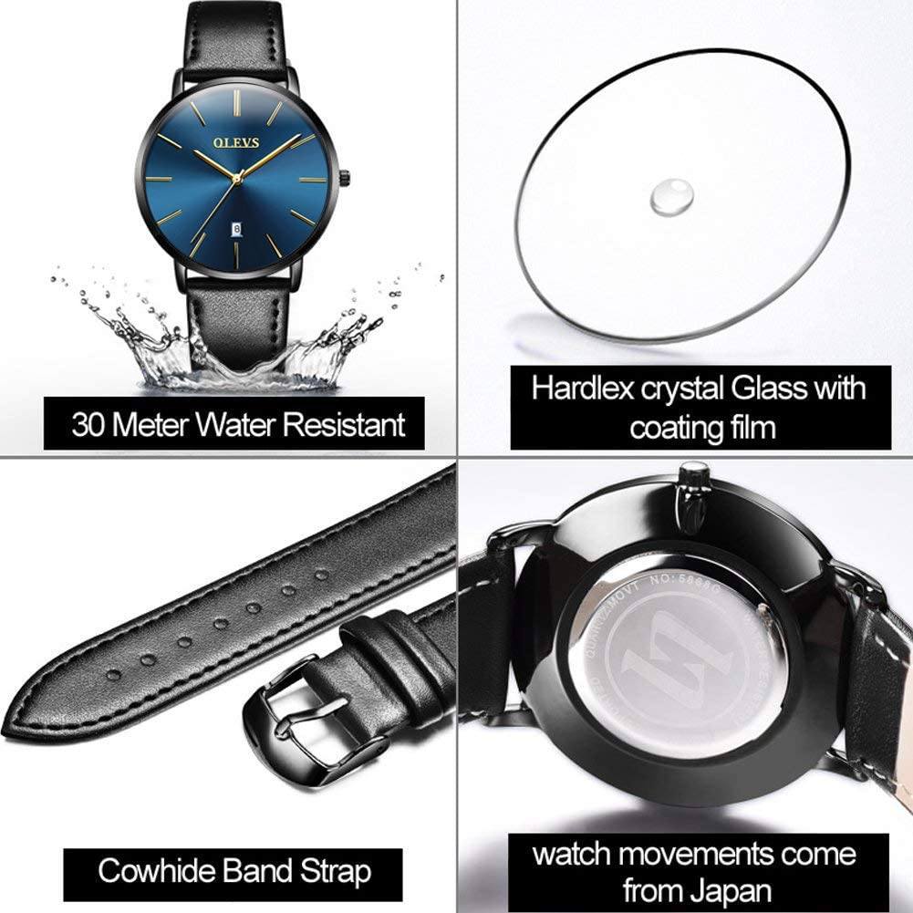 OLVPro™ Men's Ultra Thin Leather Dress Watch - Big Face, Analog, Minimalist, Quartz Wristwatches OLVPro™ 