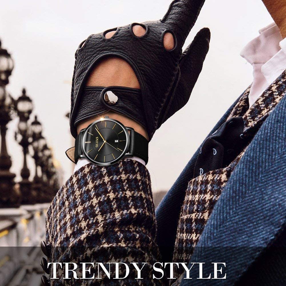 OLVPro™ Men's Ultra Thin Leather Dress Watch - Big Face, Analog, Minimalist, Quartz Wristwatches OLVPro™ 