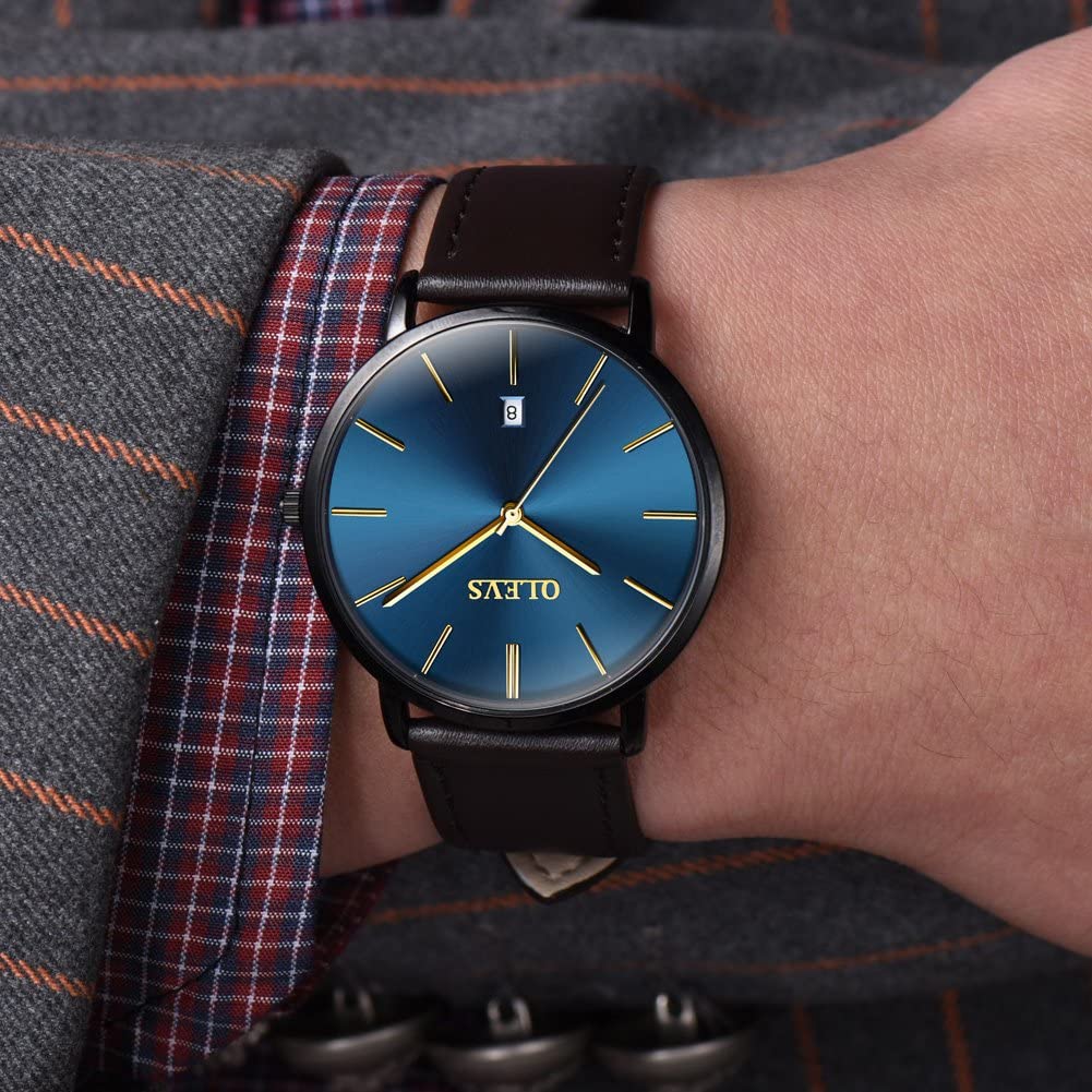 OLVPro™ Men's Ultra Thin Leather Dress Watch - Big Face, Analog, Minimalist, Quartz Wristwatches OLVPro™ 