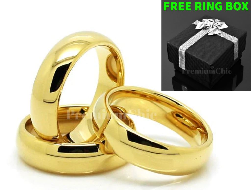 PChique™ Men's Tungsten Carbide 18K Gold Plated Ring (2-8mm Thick) men's ring PChique™ 