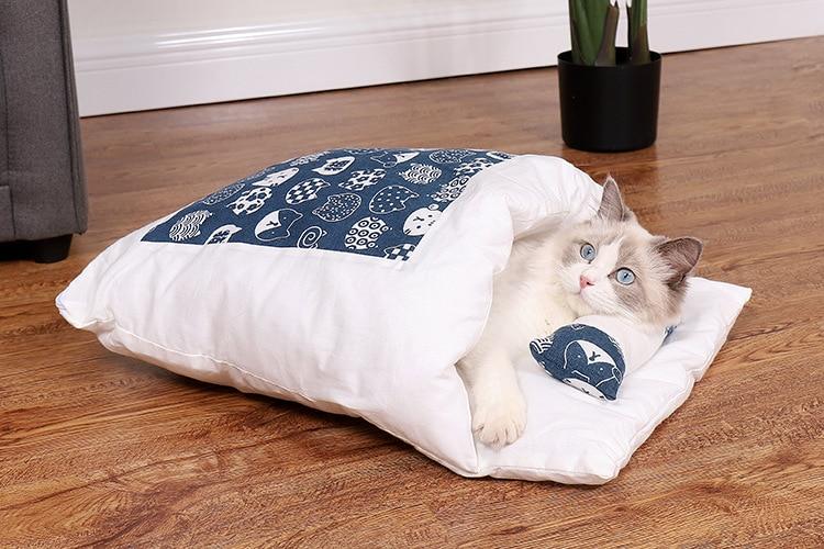PETLAVISH™ Burrow Calming Cat/Puppy Sleeping Bag - Cozy Plush Kennel w/ Pillow Pet Bed PETLAVISH™ Fashion 