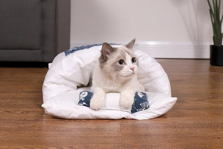 PETLAVISH™ Burrow Calming Cat/Puppy Sleeping Bag - Cozy Plush Kennel w/ Pillow Pet Bed PETLAVISH™ Fashion 