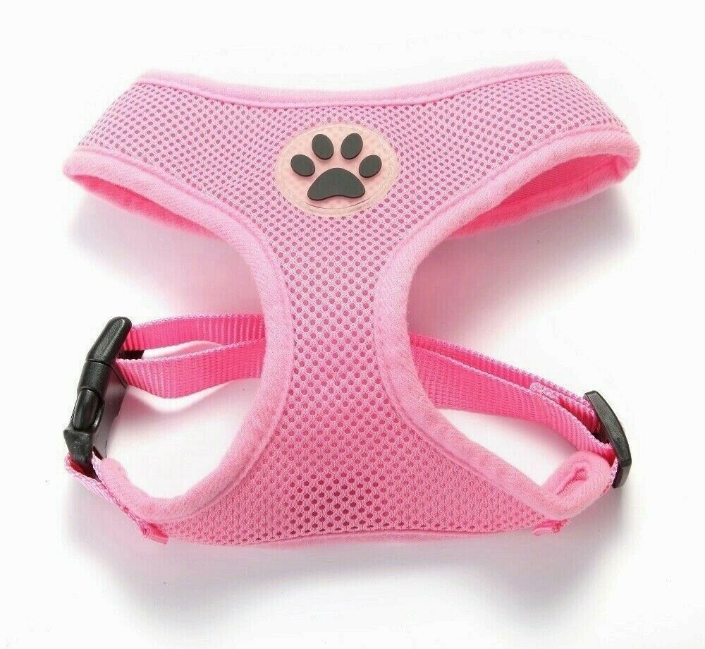 PETLAVISH™ Cute Paw Small Dog Harness: Soft, Breathable, Adjustable Vest XS-L Dog Harness PETLAVISH™ X-Small 11-14" Chest Pink 