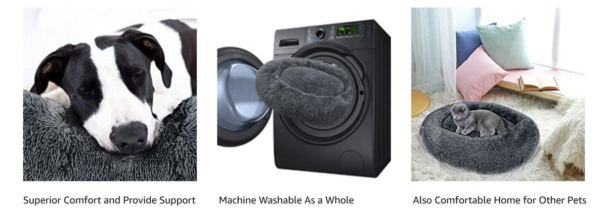 PETLAVISH ELITE™ Fluffy Calming Donut Dog/Cat Bed S-XXL: Cozy Plush Sleeping Kennel Pet Bed PETLAVISH™ 