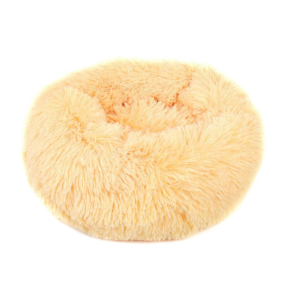 PETLAVISH™ Fluffy Calming Donut Dog/Cat Bed S-XL: Cozy Plush Sleeping Kennel Pet Bed PETLAVISH™ Fashion Apricot 16in 