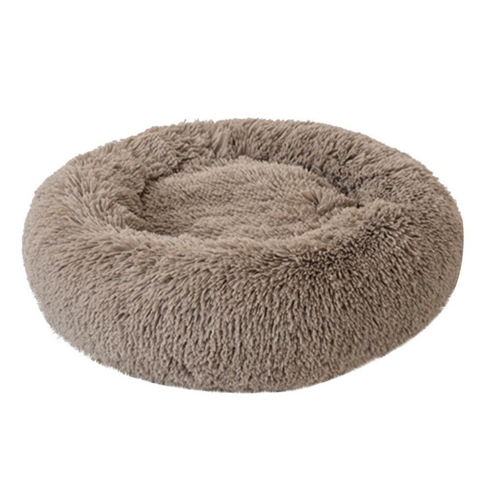 PETLAVISH™ Fluffy Calming Donut Dog/Cat Bed S-XL: Cozy Plush Sleeping Kennel Pet Bed PETLAVISH™ Fashion KhakiPL 23in 