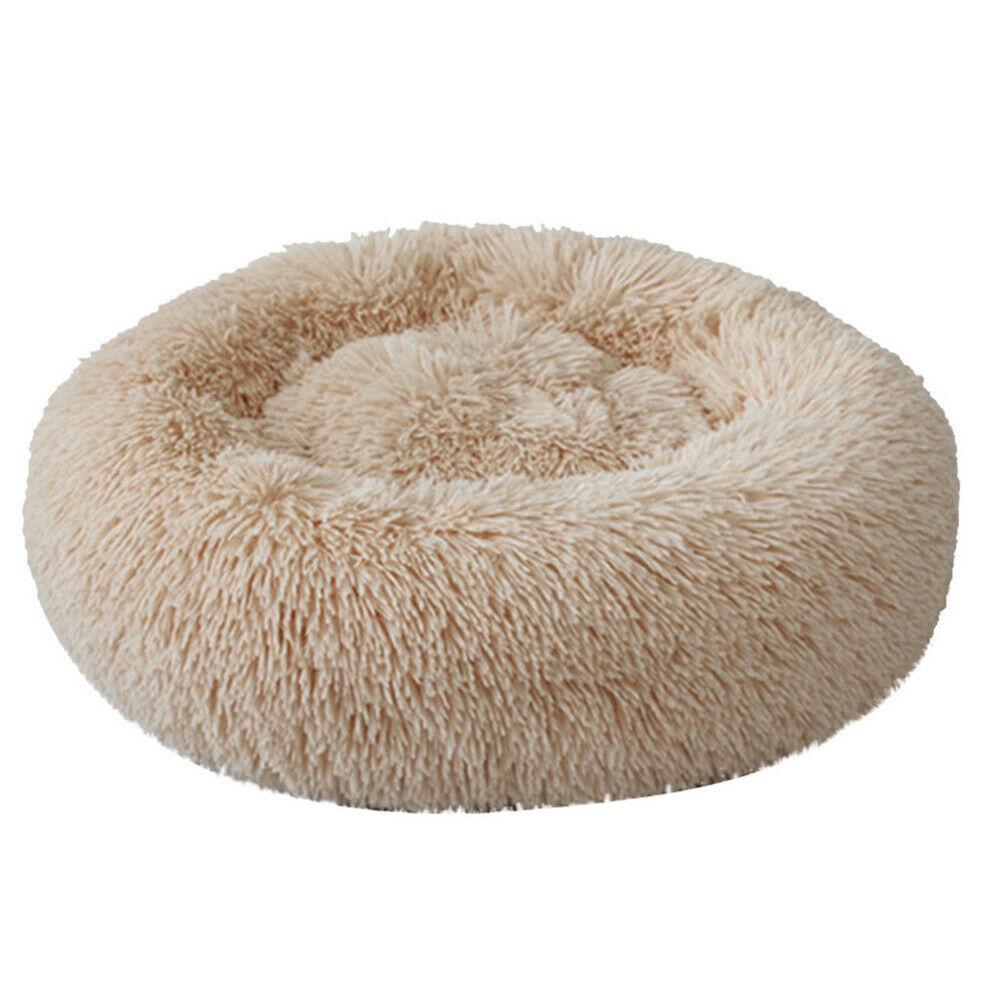 PETLAVISH™ Fluffy Calming Donut Dog/Cat Bed S-XL: Cozy Plush Sleeping Kennel Pet Bed PETLAVISH™ Fashion Light Coffee 16in 