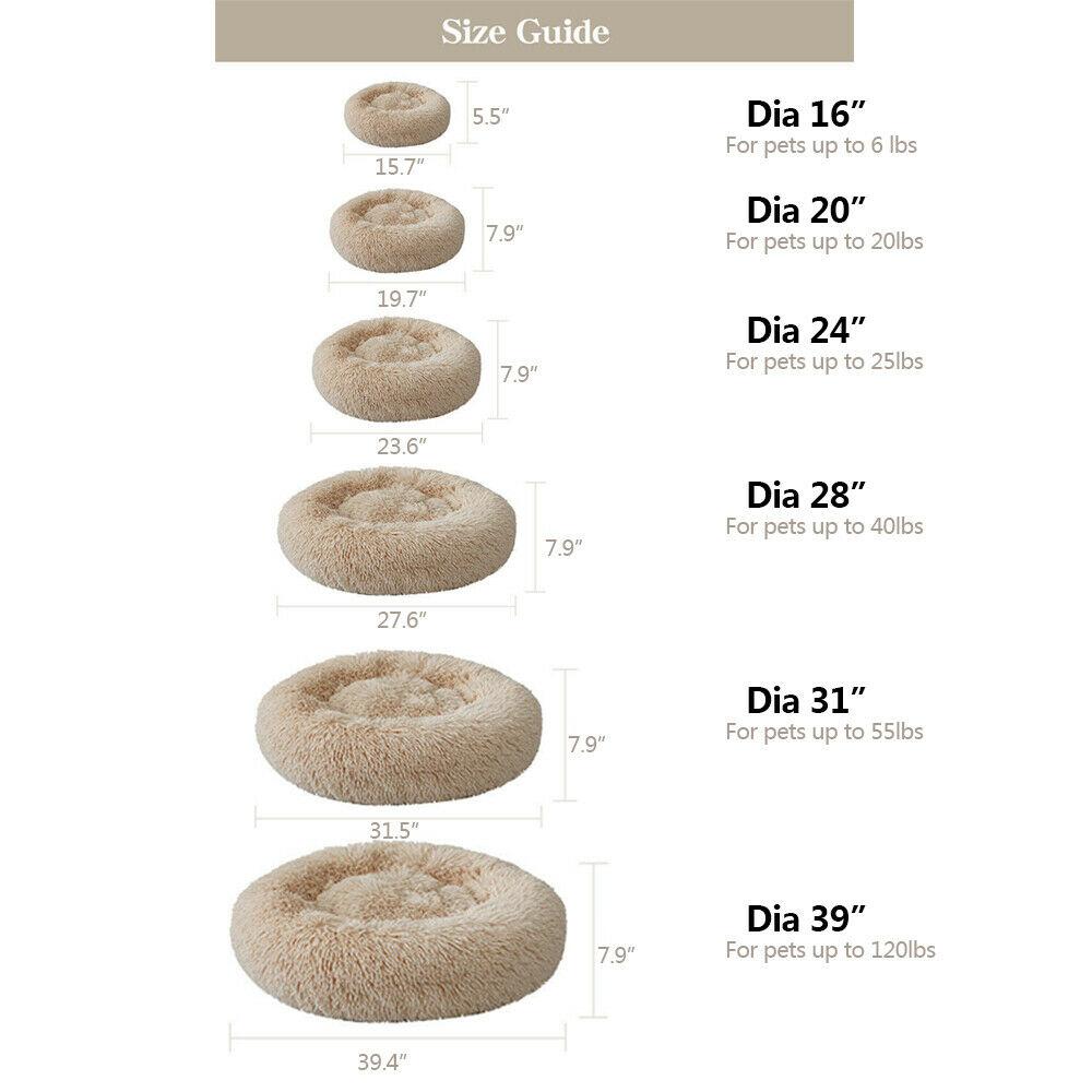 PETLAVISH™ Fluffy Calming Donut Dog/Cat Bed S-XL: Cozy Plush Sleeping Kennel Pet Bed PETLAVISH™ Fashion 
