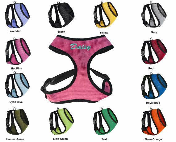 PETLAVISH™ Personalized Embroidery Small Dog Harness: Custom Font, Soft, Breathable No-Choke Vest Dog Harness PETLAVISH™ 