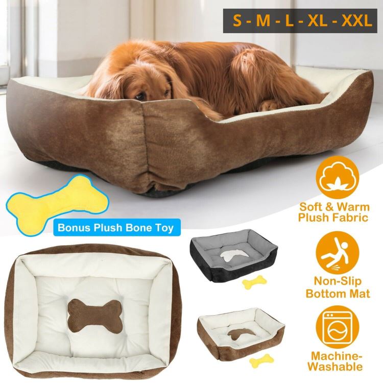 PETLAVISH™ Plush Dog/Cat Non-Slip Bed: S-XXL Cozy Fleece Cushion Mat Kennel w/ BONE Toy Pet Bed PETLAVISH™ Fashion 