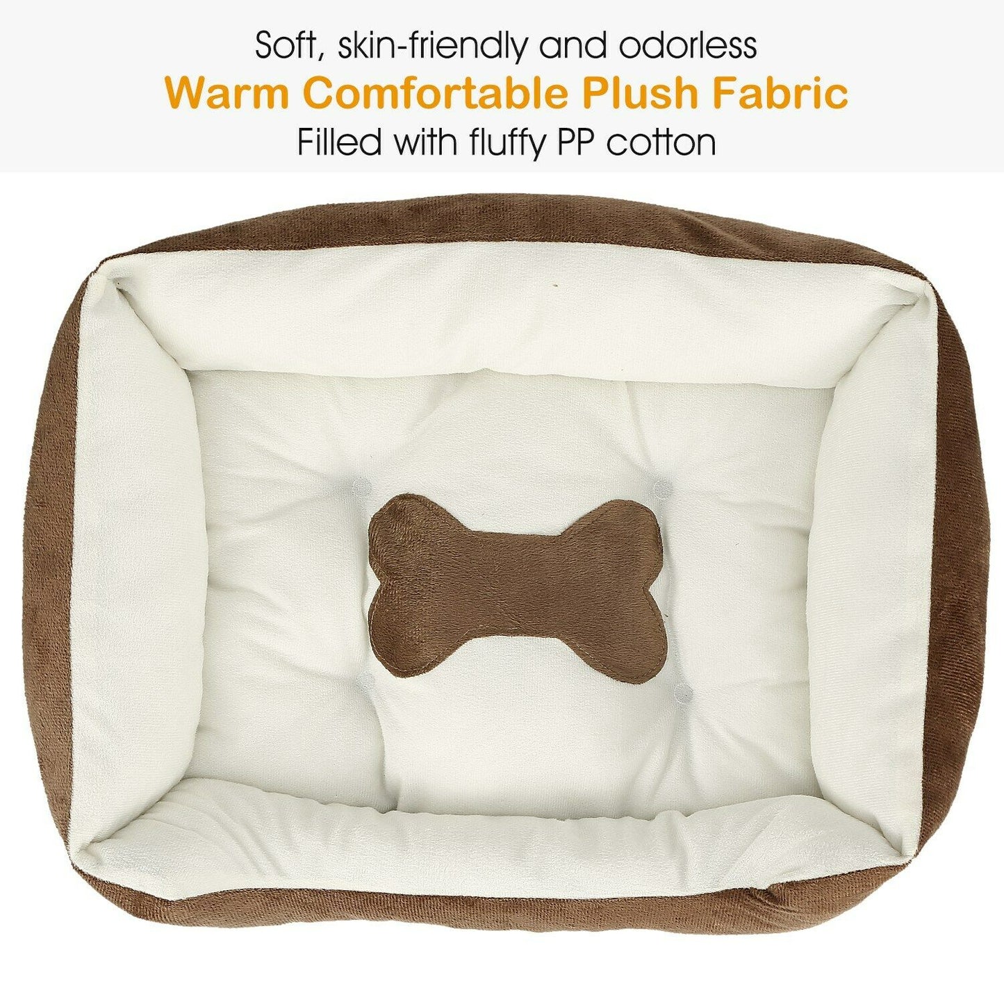 PETLAVISH™ Plush Dog/Cat Non-Slip Bed: S-XXL Cozy Fleece Cushion Mat Kennel w/ BONE Toy Pet Bed PETLAVISH™ Fashion 