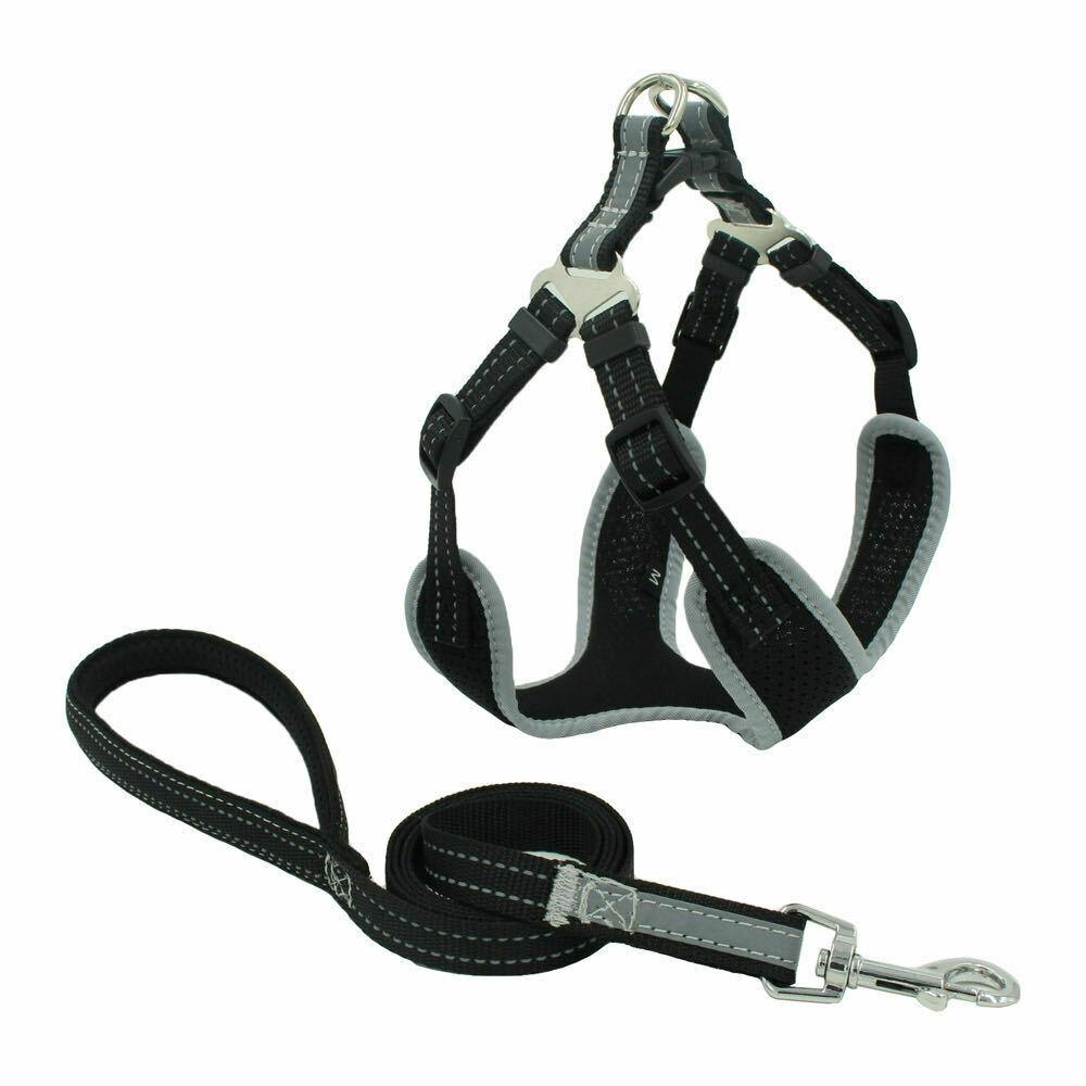 PETLAVISH™ Reflective No-Pull Dog Harness+Leash: Adjustable, Soft, Breathable Control Vest XS-Large Dog Harness PETLAVISH™ Black XS 