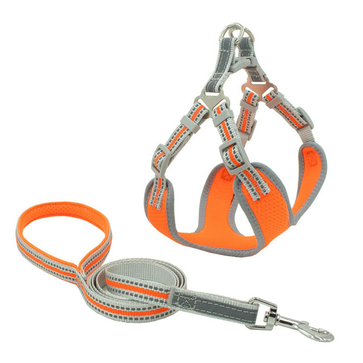 PETLAVISH™ Reflective No-Pull Dog Harness+Leash: Adjustable, Soft, Breathable Control Vest XS-Large Dog Harness PETLAVISH™ Orange XS 