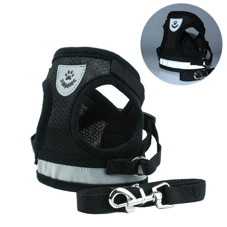 PETLAVISH™ Small Dog Adorable Harness + Leash: Breathable, Adjustable, Soft, Control Vest XXS-L Dog Harness PETLAVISH™ Black XXS: chest 10.2" 