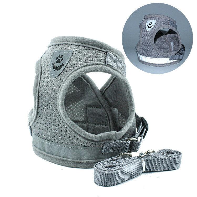 PETLAVISH™ Small Dog Adorable Harness + Leash: Breathable, Adjustable, Soft, Control Vest XXS-L Dog Harness PETLAVISH™ Gray XXS: chest 10.2&quot; 