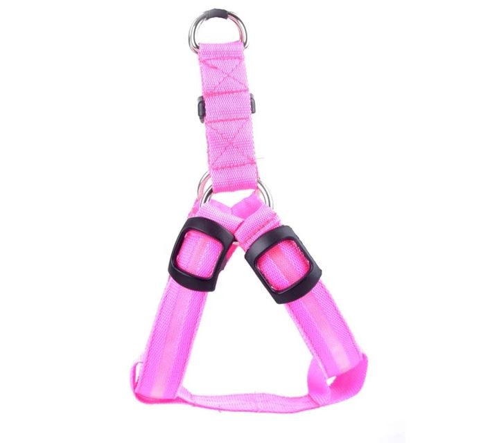 PETLAVISH™ Small Dog LED Glow USB Dog Harness: Adjustable, Safe Control Vest S-XL Dog Harness PETLAVISH™ Hot Pink Fuchsia Small 