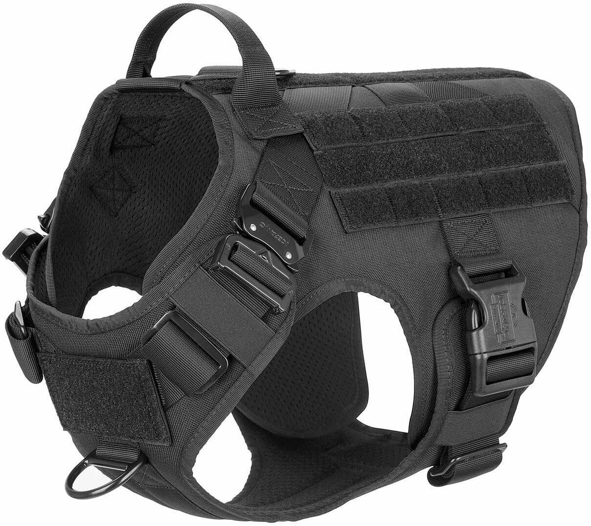 PETLAVISH™ Tactical Large Dog Harness w/ Handle: NO-PULL, Adjustable, Breathable Military Law Control Vest Dog Harness PETLAVISH™ Black S 