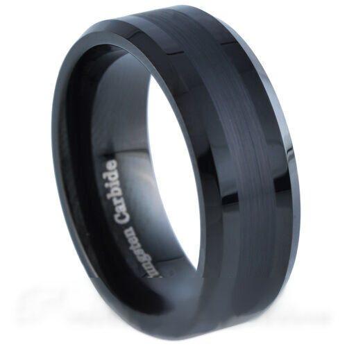 PJewelz™ Men's Tungsten Carbide Wedding Band Ring Black/Gold/Brushed Silver (Size 6-15) men's ring PJewelz™ Fashion 