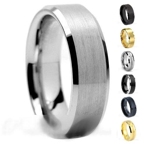 PJewelz™ Men&#39;s Tungsten Carbide Wedding Band Ring Black/Gold/Brushed Silver (Size 6-15) men&#39;s ring PJewelz™ Fashion 