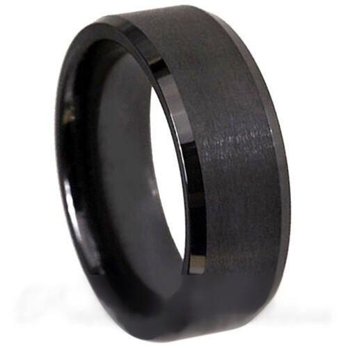 PJewelz™ Men's Tungsten Carbide Wedding Band Ring Black/Gold/Brushed Silver (Size 6-15) men's ring PJewelz™ Fashion 8 - (8mm width) Black 