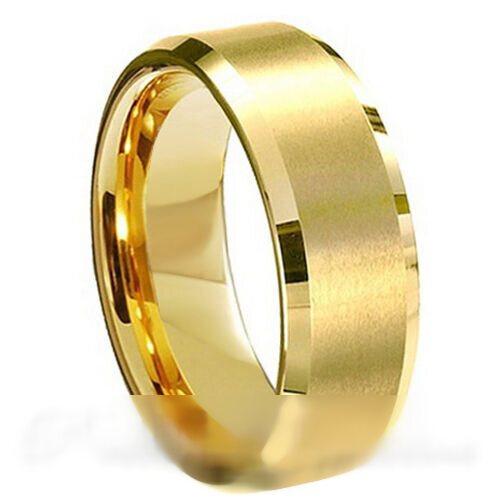 PJewelz™ Men's Tungsten Carbide Wedding Band Ring Black/Gold/Brushed Silver (Size 6-15) men's ring PJewelz™ Fashion 8 - (8mm width) Gold 