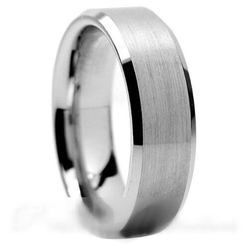 PJewelz™ Men&#39;s Tungsten Carbide Wedding Band Ring Black/Gold/Brushed Silver (Size 6-15) men&#39;s ring PJewelz™ Fashion 8 - (8mm width) Silver 