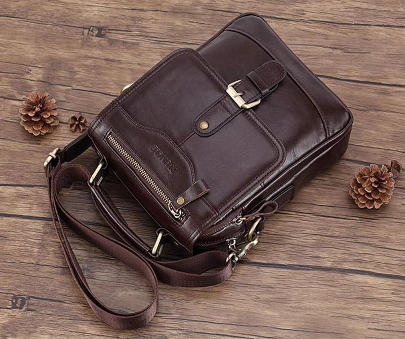 PLX™ Men's Leather Crossbody Messenger Satchel Shoulder Tablet Bag crossbody bag PLX™ Fashion 