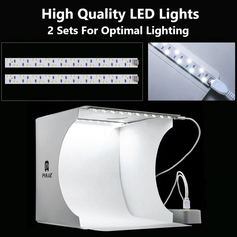PLZ™ Mini LED Photo Lightbox: 5 Background Folding Photography Studio ...