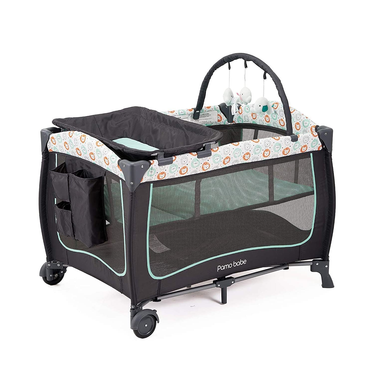 PMBabe™ 3-in-1 Play Yard & Nursery Center: Portable Bassinet, Changing Table, Toy Bar Play Yards PMBabe™ 
