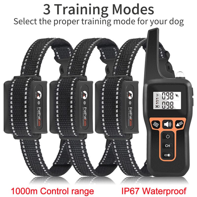 PPTekPro™ Remote Dog Shock Training Collar: 3280ft, Rechargeable, Waterproof LCD dog training collar PPTekPro™ 3 Collars 