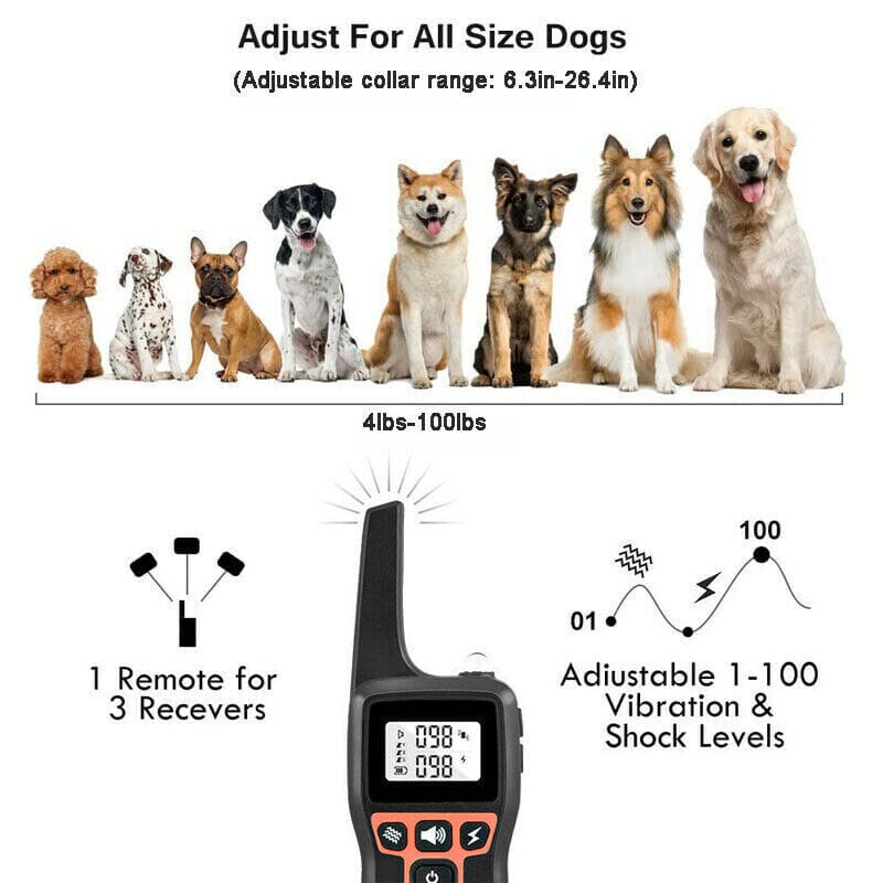 PPTekPro™ Remote Dog Shock Training Collar: 3280ft, Rechargeable, Waterproof LCD dog training collar PPTekPro™ 
