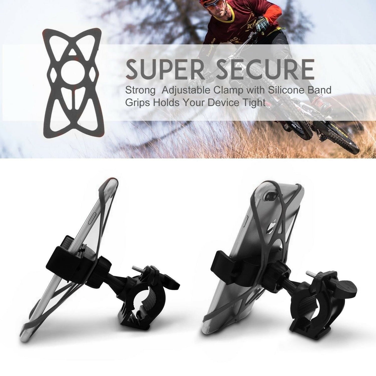 PROWheelX™ Silicone Shockproof Bike Cell Phone Holder | Motorcyle Cycling Handlebar Mount bike phone holder PROWheelX™ 