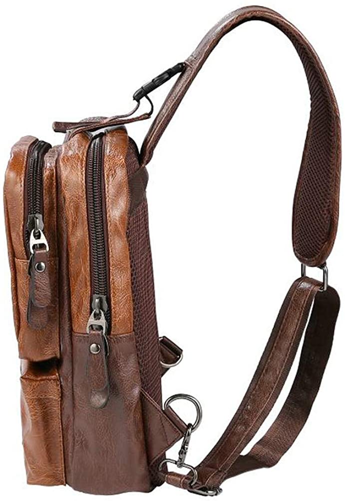 QCXPRO™ Men&#39;s Crossbody Sling Chest Bag - Faux Leather, iPad Tablet, USB Shoulder Bag QCXPRO™ 
