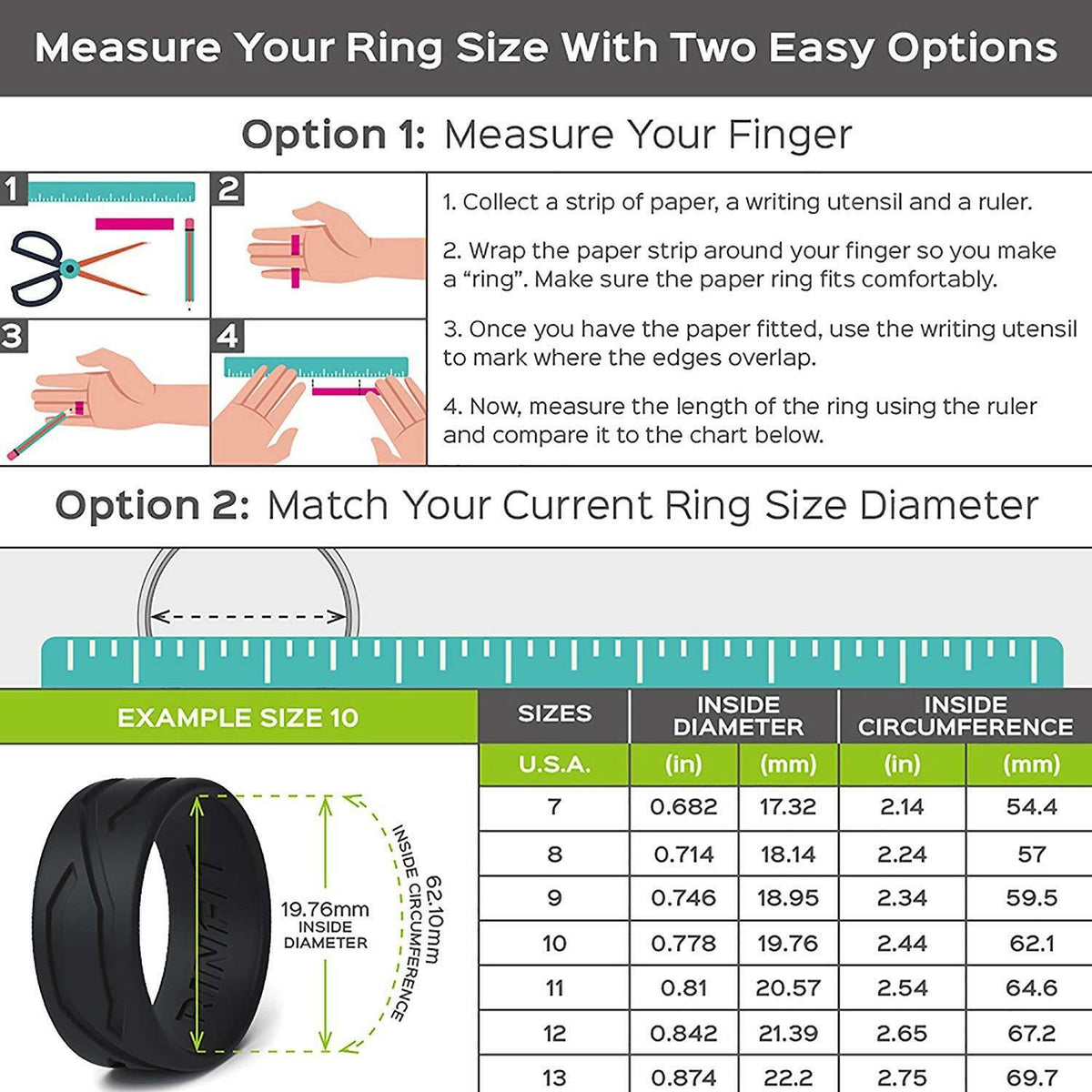 RFit™ Men&#39;s Premium Silicone Wedding Ring/Band (Sizes 7-13) men&#39;s ring RFit™ Fashion 