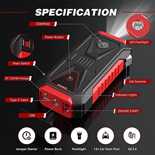 RLXPro™ Car Jump Starter: 12V/2000A, 28000mAh Power Bank, Booster, Charger Car Jump Starter RLXPro™ 