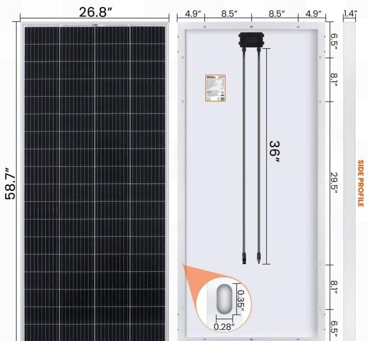 RSolarX™ 200W Solar Panel: Monocrystalline, 24V, Higher Efficiency Off-Grid RSolarX™ 