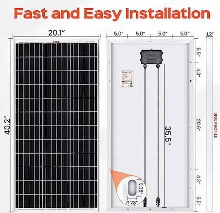 RSolarX™ Two 100W Solar Panels: 200W Total, 12V, High Efficiency Power, Off-Grid RSolarX™ 