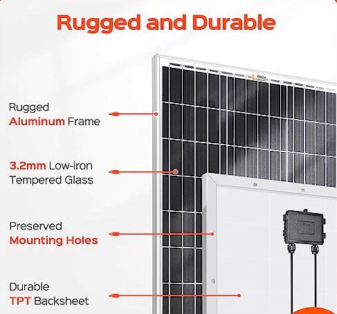 RSolarX™ Two 100W Solar Panels: 200W Total, 12V, High Efficiency Power, Off-Grid RSolarX™ 