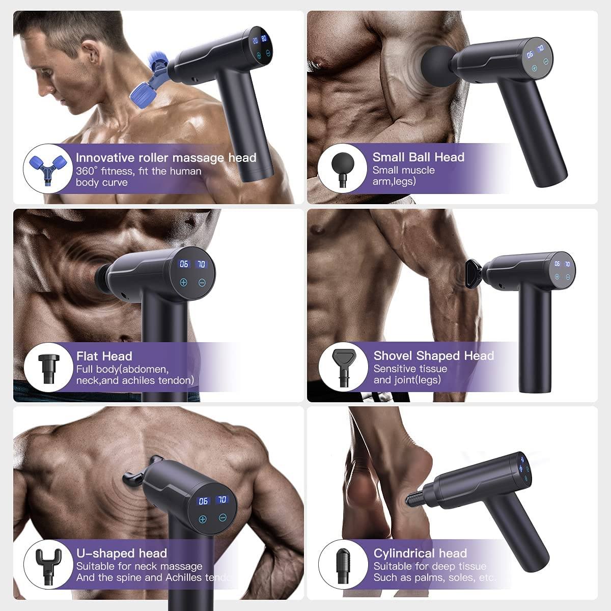 RXSCI™ 20 Speed Deep Tissue Massage Gun - Handheld Rechargeable Percussion Massager - 6 Heads massage gun RXSCI™ 