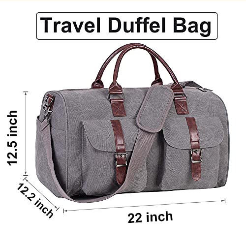 SFFashion™ 22&quot; Canvas Duffel Gym/Travel Bag w/ Shoe Compartment - Gray Weekender Bag SFFashion™ 
