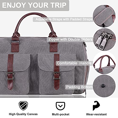 SFFashion™ 22&quot; Canvas Duffel Gym/Travel Bag w/ Shoe Compartment - Gray Weekender Bag SFFashion™ 