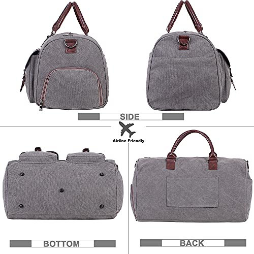 SFFashion™ 22&quot; Canvas Duffel Gym/Travel Bag w/ Shoe Compartment - Gray Weekender Bag SFFashion™ 