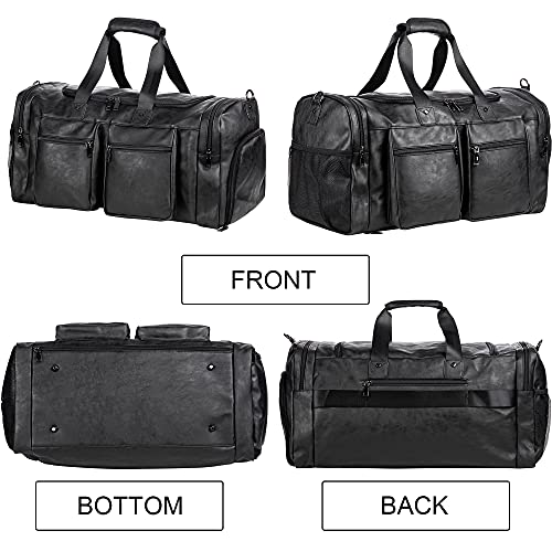SFFashion™ 52L Leather Weekender Duffel Bag w/ Shoe Compartment- Waterproof Travel Bag SFFashion™ 