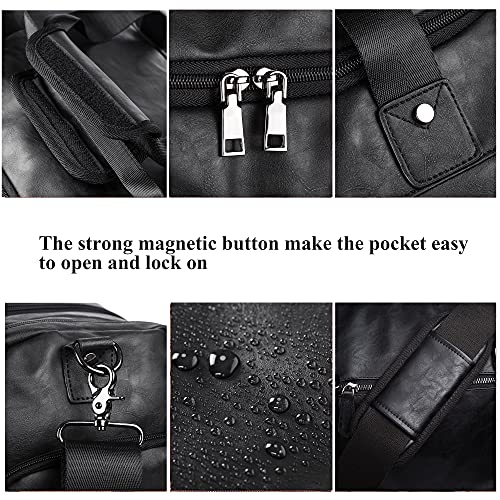 SFFashion™ 52L Leather Weekender Duffel Bag w/ Shoe Compartment- Waterproof Travel Bag SFFashion™ 