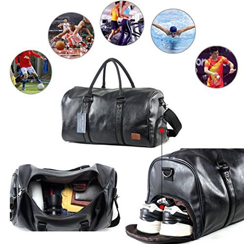 SFFashion™ Leather Weekender Duffel Bag w/ Shoe Compartment - Travel Carry On Bag Duffle Travel Bag SFFashion™ 