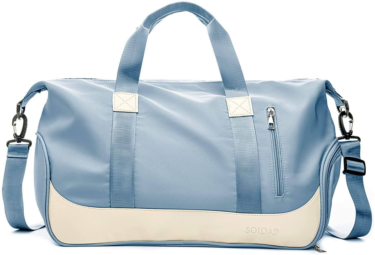 SLOFashion™ Lightweight Duffel Travel Bag w/ Shoe Compartment - Carry On Weekender Duffle Travel Bag SLOFashion™ Light Blue 