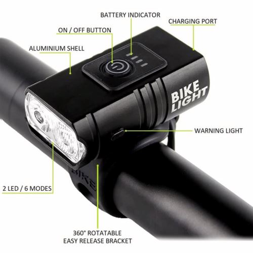 SMAXElite™ LED Rechargeable Bicycle Headlight: Front Bike Lamp, 6 Modes, USB bike led SMAXElite™ 