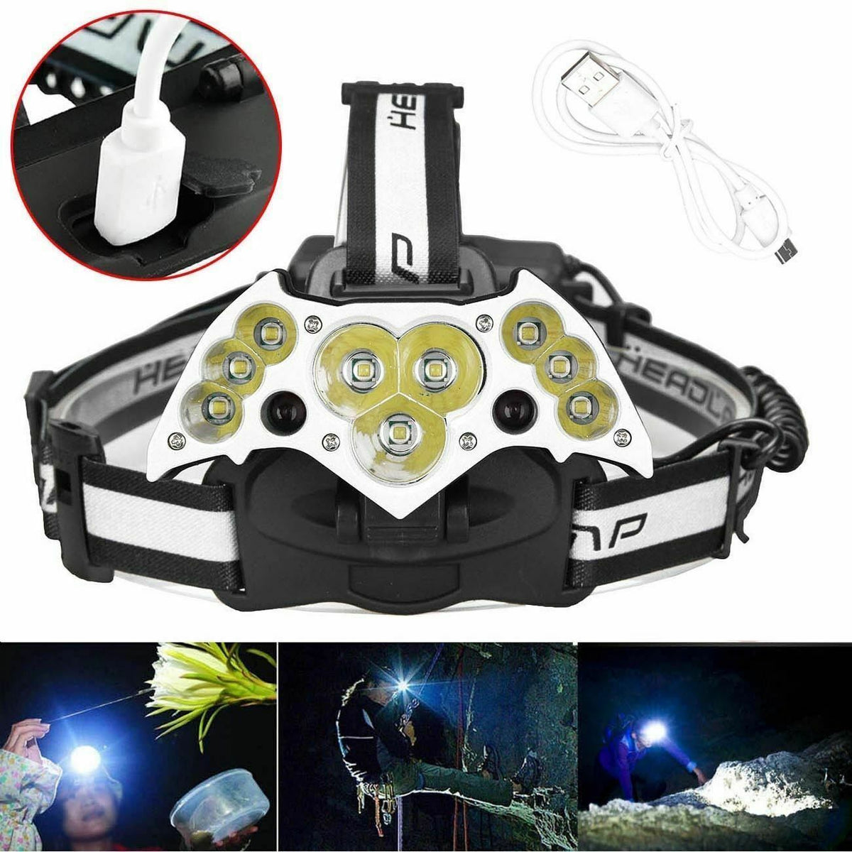 SMAXLuminate™ Super-Bright 11 LED Headlamp: Rechargeable Waterproof Head Light Torch 990000LM led headlamp SMAXLuminate™ 