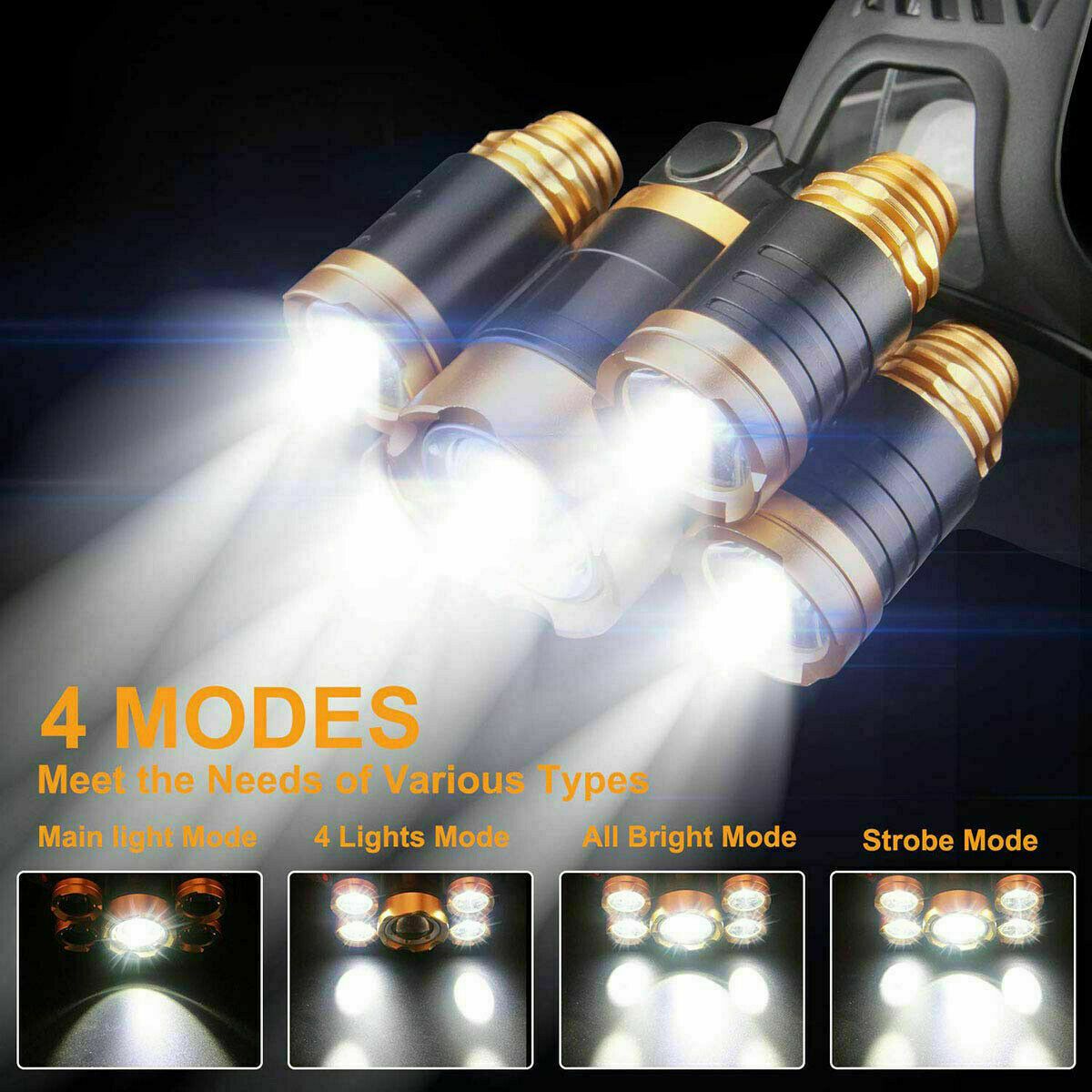 SMAXLuminate™ Ultra-Bright 5 LED Headlamp: Zoom Rechargeable Waterproof Head Light Torch 990000LM led headlamp SMAXLuminate™ 