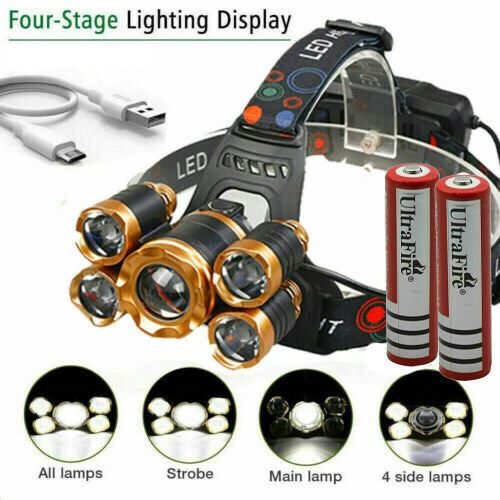 SMAXLuminate™ Ultra-Bright 5 LED Headlamp: Zoom Rechargeable Waterproof Head Light Torch 990000LM led headlamp SMAXLuminate™ 